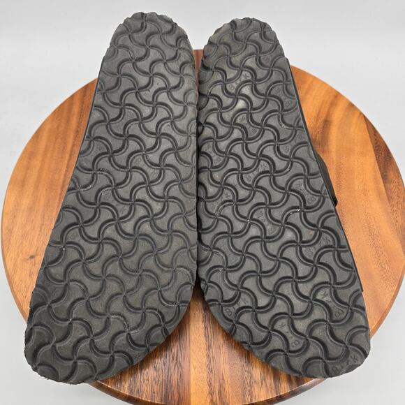 Birkenstock Arizona Sandals Mens 11 Black Birko Flor Double Strap Buckle Comfort - Picture 7 of 8